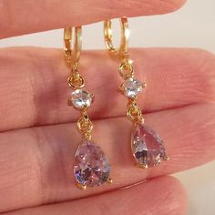 Pink Zircon, Prom Dance, Sparkle Earrings, Jewelry Style, Clear White, Pear Diamond, Classic Elegant, Water Drop, Christmas Stocking