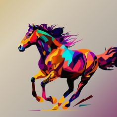 a colorful horse is running on the ground