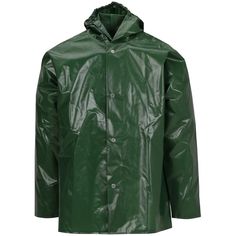 Experience heavy protection and lightweight comfort with the Tingley Iron Eagle green hooded jacket! This mildew-resistant coat is a necessity for working in environments like sanitation, meat packing, agriculture, and any other field where a light layer of protection goes a long way. Generously cut batwing sleeves offer maximum flexibility, and the 2 mm exterior offers ideal resistance to snags and abrasions. The seals along the front and the attached hood keep out winds, rain, and contaminants Green Waterproof Outerwear For Outdoor Work, Hooded Green Windbreaker For Rainy Weather, Green Hooded Outerwear For Outdoor Work, Green Waterproof Hooded Jacket With Long Sleeves, Hooded Raincoat With Adjustable Hood For Outdoor Work, Weatherproof Green Windbreaker For Outdoor Work, Green Weatherproof Windbreaker For Outdoor Work, Green Waterproof Long Sleeve Outerwear, Green Waterproof Outerwear