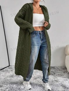 Long Cardigans, Knit Sweater Coat, Style Sweaters, Pocket Sweater, Long Knit Cardigan, Longline Cardigan, Gilet Long, Fitted Cardigan, Chunky Cardigan