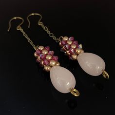 Handmade Nwt Item Description Fuchsia Color Swarovski Crystal And Bronze Pearls Beaded Dangle Bead-Woven Earrings Hypoallergenic Antique Bronze Plated Brass Get Ready To Shine With These Stunning Swarovski Crystal Dangling Beaded Earrings. Beautiful Pink Color Glass Drop Shape Pendants Intricately Wire Wrapped And Suspends From Bead-Woven Component. Fushsia Color Swarovski Crystal Beads And Pearls Has Been Woven Into Cylinder Shape. You Can Definitely Find Yourself Wearing Them On A Date, To Any Pink Teardrop Beaded Earrings For Party, Elegant Pink Beaded Earrings For Party, Elegant Pink Dangling Beads Earrings, Elegant Pink Beaded Earrings For Gift, Elegant Pink Teardrop Beaded Earrings, Pink Long Drop Earrings For Party, Elegant Pink Pearl Drop Beaded Earrings, Pink Dangle Crystal Earrings With Faceted Beads, Elegant Pink Beaded Earrings With Faceted Beads