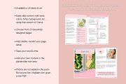 a pink brochure with an image of food on it