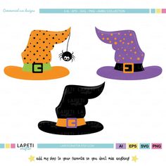 witch hat svg files for cricut, silhouettes and cut outs to use on halloween projects