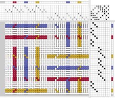 two cross stitch patterns, each with different colors and designs on them are shown in the same