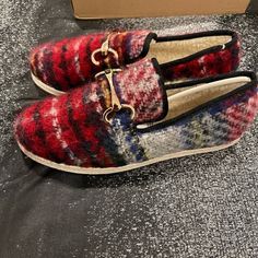 Steve Madden Red & Plaid Paxton Loafers. Size 9. Brand New With Tags And In Box. Casual Multicolor Slip-on Loafers, Fall Flats With Red Sole And Round Toe, Casual Flats With Red Sole, Casual Multicolor Loafers With Round Toe, Red Low-top Loafers For Spring, Multicolor Casual Flat Loafers, Multicolor Slip-on Casual Loafers, Multicolor Casual Slip-on Loafers, Casual Loafers With Red Sole And Flat Heel