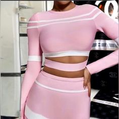 Lavish Luxury Pink Bandage Two Piece Skirt Suit Set. Perfect For Any Occasion, This Set Combines Chic Style With Comfort. Show Off Your Curves And Feel Confident With The Figure-Hugging Bandage Material. Whether You're Strolling Through The City Streets Or Enjoying A Night Out, This Urban Casual Set Is Perfect For Any Occasion. A Must-Have Addition To Your Collection! Key Features: Made From A Mix Of High-Quality Polyester Fiber Soft And Flattering Pink Color Includes A Bandage Top And Mini Dres Two-piece Fitted Long Sleeve Skirt Set, Pink Two-piece Skirt For Party, Spring Two-piece Set Mini Dress, Fitted Two-piece Skirt Set With Long Sleeves, Fitted Two-piece Long Sleeve Skirt Set, Fitted Two-piece Skirt Set For Spring, Spring Two-piece Mini Dress, Spring Mini Length Two-piece Dress Set, Fitted Long Sleeve Two-piece Skirt Set