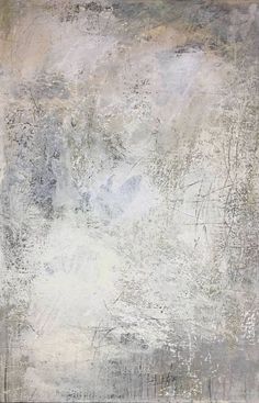 an abstract painting with white and grey colors