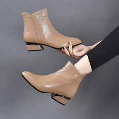 Eco-Friendly Designer Zipper Pointy Ankle Boots Goth Heels, Boots 2023, Apricot Color, Short Women Fashion, High Heel Slippers, Winter Shoes For Women, Trending Boots, Chelsea Ankle Boots, Pointe Shoes