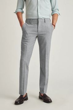 Men's Stretch Wool Dress Pants | Bonobos Fitted Business Casual Pants With Pockets, Fitted Pants With Pockets For Business Casual, Casual Semi-formal Straight Leg Pants, Semi-formal Slim Fit Straight Leg Bottoms, Fitted Tapered Leg Pants With Welt Pockets, Fitted Business Bottoms With Pockets, Slim Fit Semi-formal Pants With Pockets, Slim Fit Pants With Welt Pockets For Business Casual, Fitted Chinos For Business Casual With Pockets