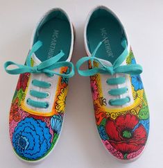 Floral Shoes, Colorful Sneakers, Painted Sneakers, Summer Women's Shoes, Red Poppy Canvas Shoes,Flower Painted Shoes,Colorful Red Poppy shoes Unique hand painted custom shoes, decorated with floral design. This pair of low top sneakers are full of flowers in vivid colors.   Feel the comfort and look spectacular with this uncommon design. If you are fed up with standard boring shoes, this pair with flowers on is definitely for you! The design will be painted on very good quality sneakers from the Red Sneakers With Vulcanized Sole For Spring, Spring Slip-on Sneakers With Red Sole, Red Closed Toe Sneakers For Spring, Hand Painted Multicolor Low-top Custom Sneakers, Hand Painted Low-top Sneakers For Spring, Hand Painted Multicolor Low-top Sneakers, Multicolor Hand Painted Low-top Custom Sneakers, Multicolor Hand Painted Low-top Sneakers, Multicolor Low-top Custom Sneakers For Spring