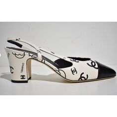 Chanel 23p Mademoiselle Coco Sling White Black Cc Logo Slingback Sandal Heel 40 ********** Chanel ********** Brand: Chanel Size: 40 (Know Your Chanel Size) Name: Coco Sling Color: White & Black Style: Slingback Heel Season: 23p Style#: G31318 Y56352 K5342 Material: Printed Lambskin & Lambskin Black Cap Toe Front Toe Cc Metal Side Logo On Heel White Lambskin Leather Material Black All Over Logo Cc, Camellia Flower, Coco, Chanel Printed Lambskin Leather Logo Slingback Strap Stacked 65mm Low Back H Chanel Print, Chanel Brand, Camellia Flower, Black Cap, Slingback Heel, Leather Logo, Cc Logo, Slingback Sandal, Chanel Shoes