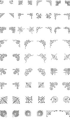 the different types of calligraphys are shown in black and white on a white background