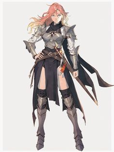 Armour Drawing Reference Female, Noble Pose Reference, Female Knight Sketch, Paladin Armor Female, Female Medieval Armor, Female Armor Concept Art, Female Knight Character Design, Paladin Pose Reference