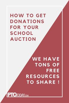 a red and white poster with the words how to get donations for your school auction