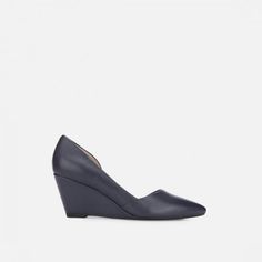 Women's Wedge Pump Slender Profile D'orsay Cutout For A Flirty Silhouette Stylish Pointed Toe Chic And Comfortable -- Perfect For The Workday Leather, Upper 2.5” Stacked Wedge Heel Brand New In Box Size Us 7.5 Sold Out Dark Navy Model Pic Shown For Reference Wedge Pump, Black Leather Pumps, Wedge Pumps, Womens Wedges, Womens Shoes Wedges, Leather Pumps, Kenneth Cole, Dark Navy, Wedge Heels