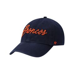 It's game day and you're pumped to go to the stadium to watch the Denver Broncos dominate on the field. Make sure everyone sees your unwavering loyalty by wearing this Denver Broncos Vocal Clean Up adjustable hat from '47. The sleek team-inspired graphics embroidered on the crown of this cap will help highlight your devotion to your favorite NFL franchise!It's game day and you're pumped to go to the stadium to watch the Denver Broncos dominate on the field. Make sure everyone sees your unwaverin Throwback Baseball Cap With Embroidered Logo For Game Day, Baseball Cap With Team Logo For Sports Events, Team Spirit Baseball Cap With Team Logo, Team Logo Baseball Cap For Sports Events, Game Day Snapback Cap With Team Logo, Game Day Snapback Baseball Cap With Team Logo, Team-colored Snapback Dad Hat For Fan Gear, Throwback Baseball Cap For Fan Merchandise, Team-colored Dad Hat Snapback For Fans