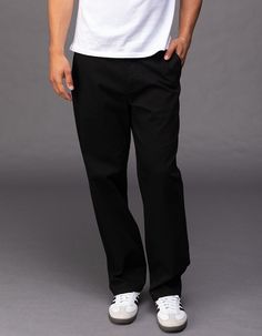 Rsq Straight Chino Pants. Straight Fit Through Hip, Thigh And Leg Opening. Similar To The Slim Straight, But Bigger All Around. Twill Chino With Stretch. Flat Front. Side Slip Pockets. Back Welt Pockets With Rsq Logo On Left Pocket Opening. Button Waist With Zip Fly. Approx. Leg Opening: 17.5". 97% Cotton, 3% Spandex. Machine Wash. Imported. Chino Pants, Pants Straight, Chinos Pants, Welt Pockets, Welt Pocket, Black Pants, Spandex, Mens Outfits, Pants