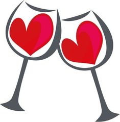 two wine glasses with hearts on them