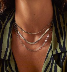 Let this stunning herringbone snake chain necklace slither around your neck as the perfect layer. A unique slinky necklace made to catch the light and shine all night.
Shop the skinny herringbone chain here.
Find the perfect necklace length here. Find our collection of necklace chains here.
Chain width: 5mm

Length: 18" Snake Chain Necklace With Double Chain For Layering, Double Chain Snake Necklace For Layering, Trendy Snake-shape Chain Jewelry, Trendy Snake Shape Chain Jewelry, Trendy Layered Snake Chain Necklace As Gift, Trendy Snake Shape Jewelry With Chain, Trendy Snake Chain Layered Necklace As Gift, Trendy Snake Chain Layered Necklace For Gifts, Trendy Layered Snake Chain Necklace For Gift