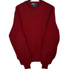 Size Xl Color Is Red Heavy Knitted 100% Cotton Crew Neck Vintage Knit Sweater, Polo Ralph Lauren Sweater, Ralph Lauren Vintage, Heavy Knit, Ralph Lauren Sweaters, Red Sweater, Ralph Lauren Sweater, Red Outfit, Vintage Knitting