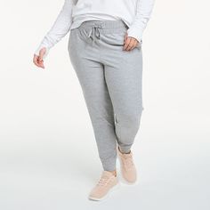 Whether you're heading to the yoga studio or lounging on the couch, these women's FLX Wander jogger pants are sure to keep you comfortable.PRODUCT TECHNOLOGIES & FEATURES Draws moisture away from the body to keep you dry and comfortable Buttery soft fabric feels great against your skin Stretchy jersey construction 2 side pockets hold your essentials Tag free Banded hemsFIT & SIZING 25 3/4-in. inseam Midrise sits above the hip Drawstring elastic waistbandFABRIC & CARE 42% recycled polyester, 42% 4-way Stretch Sportswear Joggers With Side Pockets, Gray Activewear With Side Pockets For Loungewear, Gray Loungewear Activewear With Side Pockets, 4-way Stretch Joggers With Pockets For Jogging, Gray Sporty Activewear For Loungewear, Athleisure Activewear With Functional Drawstring For Jogging, Athleisure Activewear For Jogging With Drawstring, Gray Athleisure Activewear With Comfort Waistband, Athleisure Joggers With Comfort Stretch