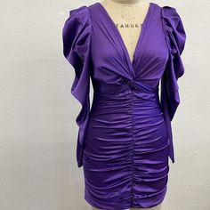 Brand New Chic Purple Ruched Mini Dress, Purple Ruched Mini Dress For Brunch, Purple Ruched Dress For Brunch, Garnet Dress, Kimono Mini Dress, Free People Sweater Dress, Sequin Wrap Dress, Brown Sweater Dress, Kim Dress