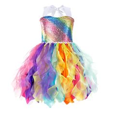 PRICES MAY VARY. Rainbow tutu dress for girls' style: sleeveless rainbow sparkly sequins stretchy top with layered handmade curly tulle, the fluffy princess dress with lining, and the satin ties straps are adjustable. Birthday princess outfit material: the princess birthday costume is made of breathable, and safe materials to ensure that it will not itch. Occasion: The rainbow tutu tulle dress for girls is perfect for birthday party, Christmas, photo shoots, dance dress, baby shower, ceremony, d Toddler Princess Dress, Birthday Party Outfit, Tulle Party Dress, Girls Tulle Dress, Princess Prom Dresses, Girls Tutu Dresses, Kids Party Dresses, Birthday Party Outfits, Birthday Girl Dress