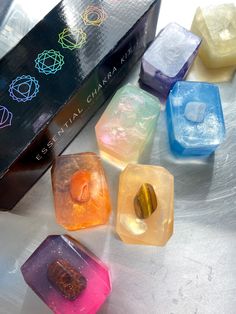 "The chakra is a doorway, these are the doorways that lead you into other dimensions." We carefully crafted seven unique soaps to connect with each of the 7 chakras within your body. The chakras are essential energy sources in our bodies and taking time to understand what powers each one and what it feels like when you have a blockage is the beauty of this work. The more time we spend connecting with each chakra the more powerful we become in connecting with our intuition. This set is an offerin Diy Soap Bars, Diy Soaps, Face Crystals, Handmade Soap Recipes, The 7 Chakras, Crystal Soap, Unique Soap, Handmade Beauty Products, Diy Crystals