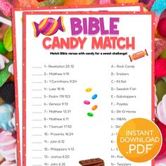 the bible candy match game is on display