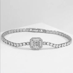 Brand New Women's Square Baguette Diamond Tennis Bracelet 14k White Gold Plated Sterling Silver Genuine 3ct Lab Created Princess Cut Diamonds Standard 7 Inch (Most Common Women's Size) Retail Price $350 Buy With Confidence From A Trusted Seller With A 99%+ Feedback Rating! A0285 (Id-453) Silver Emerald Cut Tennis Bracelet With Diamond Accents, Silver Tennis Bracelet With Emerald Cut Diamond Accents, Formal Diamond Bracelet With Baguette Diamonds, Evening Jewelry With Baguette Diamonds In Rectangular Shape, Classic Diamond Jubilee Bracelet For Evening, Rectangular Baguette Diamond Jewelry For Evening, Baguette Diamond Jewelry For Evening, Silver Emerald Cut Baguette Diamond Bracelet, Diamond Tennis Bracelet For Evening