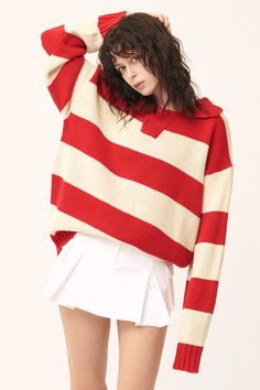 Shop Blake Oversized Varsity Sweater at storets. Discover more Sweaters & Knits bloggers approved as seen on Instagram Checkered Sweater Outfit, Oversized Chunky Sweater, Checkered Sweater, Chunky Oversized Sweater, Varsity Sweater, Cami Shirt, Red Checkered, Sweater Sale, Romper Dress