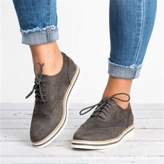 Women Lace-up Front Brogues Shoes Oxford Flats Casual Flat Lace-up Shoes With Perforated Toe Box, Casual Wingtip Lace-up Shoes With Textured Sole, Casual Suede Lace-up Shoes For Fall, Casual Slip-on Oxfords With Cushioned Footbed, Casual Flat Heel Oxfords For Workwear, Casual Ankle-high Leather Oxfords, Casual Lace-up Shoes With Rubber Sole For Office, Casual Oxfords For Fall Office Wear, Casual Lace-up Shoes For Office