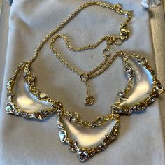 Handcrafted Bt New York-Based Artist Alexis Bittar. White Lucite And Gold With Crystals Alexis Bittar Jewelry, Alexis Bittar, Womens Jewelry Necklace, Jewelry Necklaces, White Gold, Women Jewelry, Necklaces, Crystals, Gold