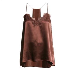 Brand New Without Tag. Color: Magenta. 100% Silk. Brown Silk Summer Tops, Chic Daywear Tank Camisole, Brown Sleeveless Top With Lace Trim, Chic Brown Camisole For Summer, Chic Brown Cami Top, Elegant Sleeveless Brown Tops, Chic Brown Camisole Tank Top, Elegant Brown Camisole, Chic Brown Camisole Top