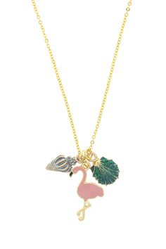 Our fun in the sun collection is made up of all your favorite summer stuff! Packaging includes a backing card, and surprise confetti as pictured below. 16" 14k gold plated chain Flamingo and sea shell charms Please note: All original pieces are MADE TO ORDER and are FINAL SALE. If your purchased item is not in-stock then know that your order may take up to 1-2 weeks to process before shipment. For further questions or comments please email us at hello@sadiesmoon.com. Thank you. WARNING: For ages Gold Charm Necklaces For Vacation, Gold Charm Necklace For Vacation, Fun Gold Summer Jewelry, Fun Gold Jewelry For Summer, Gold Charm Necklaces For Summer Beach, Playful Gold Charm Necklace With Lobster Clasp, Summer Gold Charm Necklaces, Gold Charm Necklaces For Summer Vacation, Fun Gold Jewelry For The Beach