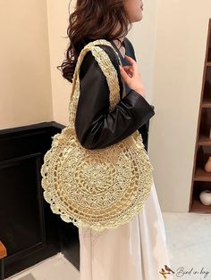 Color: Beige, Size: one-size Trendy Beige Handheld Crochet Bag, Beige Handheld Canvas Bag For Shopping, Cream Crossbody Shoulder Bag, Beige Canvas Shoulder Bag For Shopping, Beige Tote Hobo Bag For Spring, Beige Hobo Tote Bag For Spring, Chic Large Capacity Crochet Pouch Bag, Beige Large Capacity Crossbody Bag, Beige Spring Hobo Tote Bag