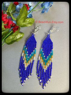 Seed Beaded Fringe Blue Earrings Western Boho Style Statement Earrings Gift for Her Shoulder Dusters, Mother, Girlfriend, Bead4fun - Etsy Seed Beaded Earrings, Bohemian Glam, Earrings Western, Dazzling Earrings, Beaded Fringe Earrings, High Fashion Jewelry, Gift Ideas For Women, Women Beach, Western Boho