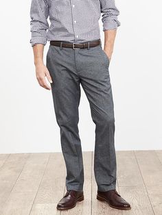 Kentfield Slim Charcoal Cotton Pant | Banana Republic Casual Semi-formal Straight Leg Pants, Slim Fit Semi-formal Pants With Pockets, Slim Fit Pants With Welt Pockets For Business Casual, Semi-formal Slim Fit Pants With Pockets, Fitted Chinos For Business Casual With Pockets, Slim Fit Pants With Pockets For Semi-formal Occasions, Slim Fit Gray Pants With Pockets, Fitted Work Pants With Pockets For Business Casual, Casual Tailored Gray Bottoms