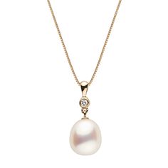 From our Vault Collection, this necklace was designed in-house using one-of-a-kind pearls. A limited quantity is available, once they're gone, they're gone! Product Details:- 10.0-11.0 mm AAA White Freshwater Drop Pearl- VS1-G, 0.04 cttw- 14K solid gold setting and chain, your choice of White or Yellow Gold- 16-18 inch adjustable box chain included No two pearls are exactly alike, so the pearls you receive may look slightly different in color from the pearls photographed here. Vs1 Diamond, Pearl Types, Pearl Color, Pearl Size, Gold Set, Pricing Jewelry, Box Chain, Diamond Clarity, Colored Diamonds