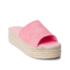 Beach by Matisse-Skylar Platform Sandal Summer vibes are pretty strong in the Beach by Matisse Skylar platform sandal. The single-band vegan slide boasts a contrasting espadrille base that exhibits beachy flair. Padded footbeds offer optimal comfort. Pink Platform Slippers For Summer, Pink Platform Slippers For Beach In Spring, Spring Pink Platform Slippers For Beach, Pink Platform Slippers For Spring Beach Outing, Pink Open Toe Platform Slippers For Beach, Pink Open Toe Platform Slippers For Vacation, Pink Slip-on Platform Slippers For Spring, Pink Sandals With Textured Footbed For Beach, Pink Platform Sandals For Beach Season