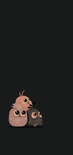 three owls sitting on top of each other in front of a black background with the words,