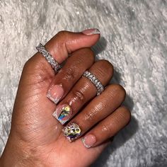 It Girl – The Nail Engineer Birthday Nail Black Women, Bright Nails With Rhinestones, Mini Short Nails, Nail Art Shorts, Nail Overlay Designs, Short Glitter Acrylic Nails, Bad And Boujee Nails Short, Nails For 6th Graders, Pretty French Tip Nails