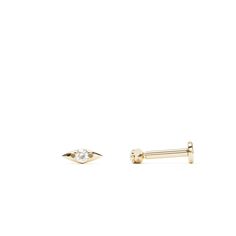 Elevate your cartilage jewelry collection with an elegant diamond stud earring. Crafted from 14k solid gold, this modern and minimalist design features a prong-set diamond totaling 0.015 carats. Chic and comfortable, it's the perfect accessory for adding a touch of sophistication to your everyday style.The threaded screw pin earring post is easy to insert and remove, and the flat back makes it comfortable to wear. Our screw pin flat back earring studs are made of solid 14k gold and are hypoaller Minimalist 14k White Gold Piercings, Minimalist White Gold 14k Piercings, Minimalist Diamond Piercing With Single Diamond, Classic 14k Gold Piercings With Single Diamond, Minimalist Diamond Piercings With Single Diamond, 14k Yellow Gold Cartilage Earrings With Diamond Accents, Minimalist Yellow Gold Diamond Cartilage Earrings, Minimalist Yellow Gold Cartilage Earrings For Formal Occasions, Minimalist Yellow Gold Cartilage Earrings For Formal Events