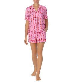 Room Service Cowboy Bouquet Print Short Sleeve Notch Collar Knit Pajama Set | Dillard's Spring Sleepwear With Camp Collar For Pajama Party, Camp Collar Sleepwear For Pajama Party In Spring, Boots Print, Summer Pajama Set, Summer Sleepwear, Short Pajamas, Plus Size Pajamas, Western Women, Summer Pajamas