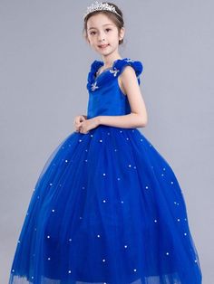 Silhouette Princess Neckline Off-the-Shoulder Hemline/Train Ankle-Length Back Details Zipper Fabric Cotton Blend, Organza Embellishment Beaded Sleeve Length Sleeveless Fully Lined Yes Weight 0.5kg Royal Blue Flower Girl Dress, Blue Flower Girl Dress, Blue Flower Girl, Kids Pageant, Royal Blue Flowers, Flower Girl Dresses Blue, Bridesmaid Dresses Boho, Princess Flower Girl Dresses, Girls Dresses Online