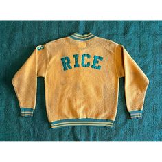 Vintage 50s Champion Knitwear Wool Varsity Jacket Rice Yellow Size Large Measurements 22x26 Sweaters Vintage, Vintage 40s, Vintage Champion, True Vintage, Varsity Jacket, Favorite Outfit, Art Collection, Men Sweater, Knitwear