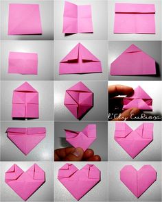 step by step instructions on how to make origami hearts for valentine's day