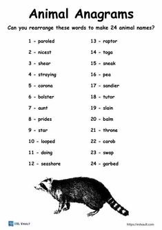 animal anagrams Anagram Words, Word Brain Teasers, Animals Food, Knowledge Quiz, Logic Games, Esl Teaching, Word Puzzles, Brain Games, Brain Breaks