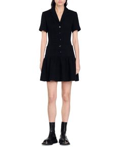 Find SANDRO Raphaelle Tweed Mini Dress on Editorialist. Sandro Raphaelle Tweed Mini Dress.Color:Black.Size:34 FR/2 US.Material:Shell: 49% cotton/25% viscose/20% acrylic/6% polyamide; lining: 100% polyester; fusible interfacing: 100% polyester.Dresses. Tweed Mini Dress With Short Sleeves For Work, Short Sleeve Tweed Mini Dress For Work, Fitted Mini Length Tweed Dress For Office, Tweed Mini Dress For Work Knee-length, Knee-length Tweed Mini Dress For Work, Chic Short Sleeve Tweed Evening Dress, Short Sleeve Tweed Dress For Fall Formal Events, Office Tweed Mini Length Dress, Black Fitted Mini Tweed Dress