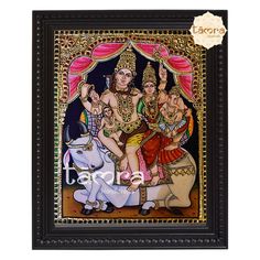 Buy Our Traditional Tanjore Painting of Lord Shiva With His Family Made by Our In-House Experienced Artisans, Who Carry Years of Experience Into the Field. Our Paintings Are Made of Pure Gold Leaf With Semi-precious Stones Attached and Framed in a Teakwood Frame With Rosewood Color Polish. Tanjore Painting of Lord Shiva With His Family, Lord Shiva Has Many Aspects, Benevolent as Well as Fearsome. In Benevolent Aspects, He Is Depicted as an Omniscient Yogi Who Lives an Ascetic Life on Mount Kailash as Well as a Householder With His Wife Goddess Parvati and Their Children's, Lord Kartikeya & Lord Ganesha. Attention Buyers!!  Kindly Note: - *We Do Custom Make as per Client Requirements (Color, Style, Size). *We Only Use High-Quality Termite-Free and Waterproof Plywood and Unbreakable Glass. * Lord Shiva Family Painting, Shiv Parvati Family Painting, Shiva With Nandi Painting, Lord Shiva Family Tanjore Painting, Siva Family Tanjore Painting, Shiva Parvati Images, Shiva Photos, Lord Shiva Family, Pichwai Paintings